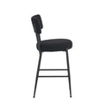 Set Of 4 Modern Teddy Fabric Upholstered Bar Stools Metal Base High Stool Suitable For Kitchen, Dining And Living Room Black Stylish And Comfortable Island Seating Black Metal
