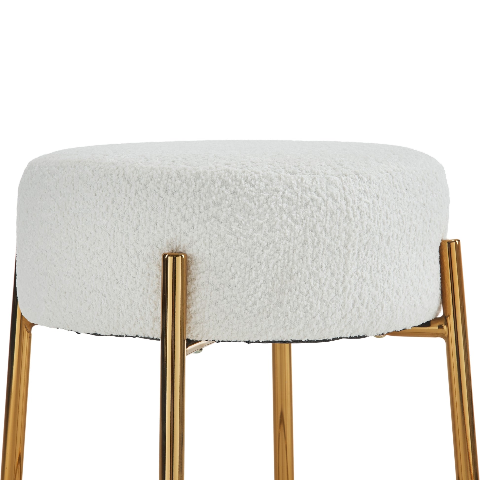24" Tall, Round Bar Stools, Set Of 2 Contemporary Upholstered Dining Stools For Kitchens, Coffee Shops And Bar Stores Includes Sturdy Hardware Support Legs Beige Foam