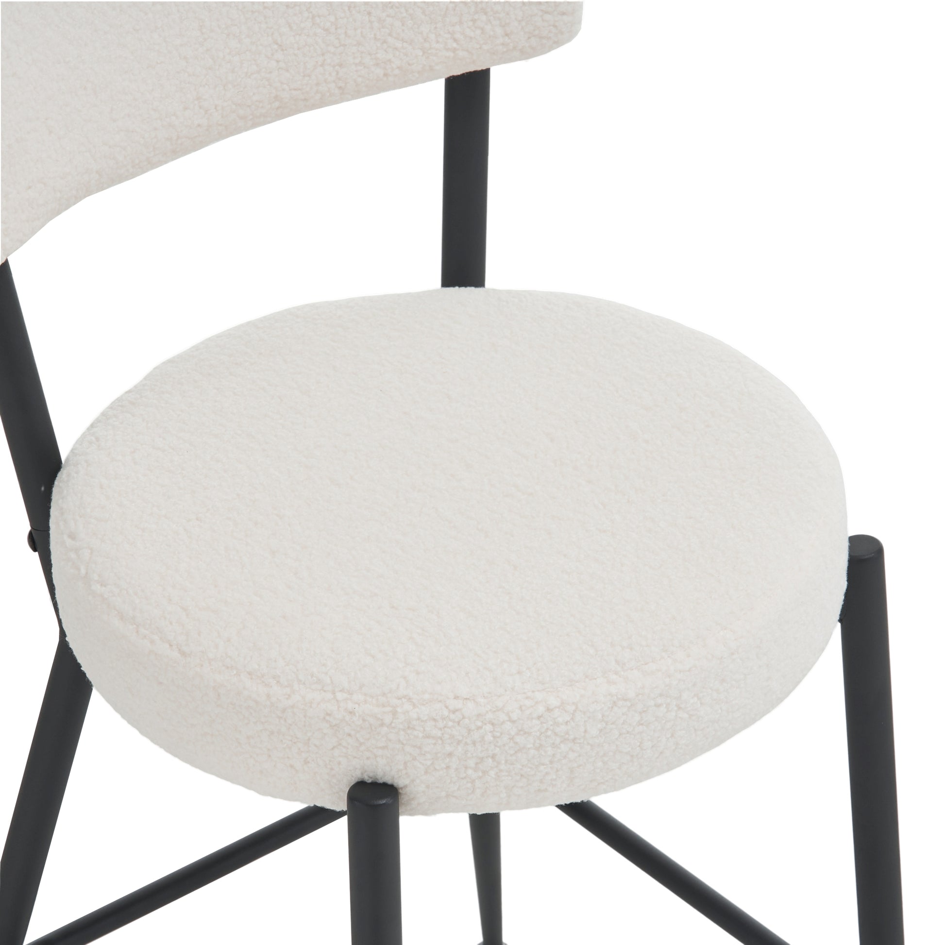 Set Of 4 Modern Teddy Fabric Upholstered Bar Stools Metal Base High Stool Suitable For Kitchen, Dining And Living Room Beige Stylish And Comfortable Island Seating Beige Metal