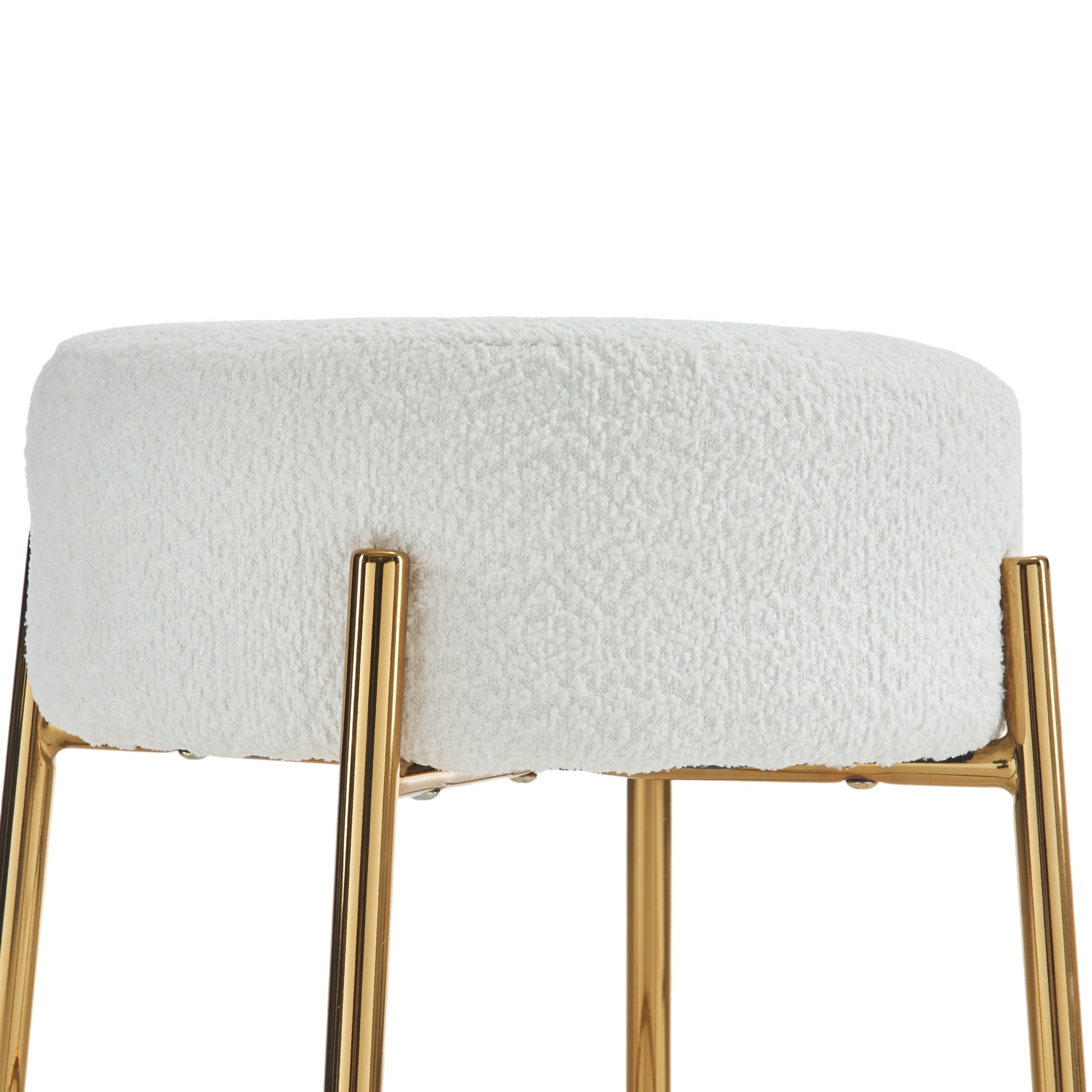 30" Tall, Round High Bar Stools, Set Of 2 Contemporary Upholstered Dining Stools For Kitchens, Coffee Shops And Bar Stores Includes Sturdy Hardware Support Legs Beige Foam
