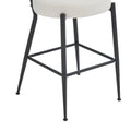 Set Of 4 Modern Teddy Fabric Upholstered Bar Stools Metal Base High Stool Suitable For Kitchen, Dining And Living Room Beige Stylish And Comfortable Island Seating Beige Metal