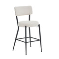 Set Of 4 Modern Teddy Fabric Upholstered Bar Stools Metal Base High Stool Suitable For Kitchen, Dining And Living Room Beige Stylish And Comfortable Island Seating Beige Metal