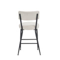 Set Of 4 Modern Teddy Fabric Upholstered Bar Stools Metal Base High Stool Suitable For Kitchen, Dining And Living Room Beige Stylish And Comfortable Island Seating Beige Metal
