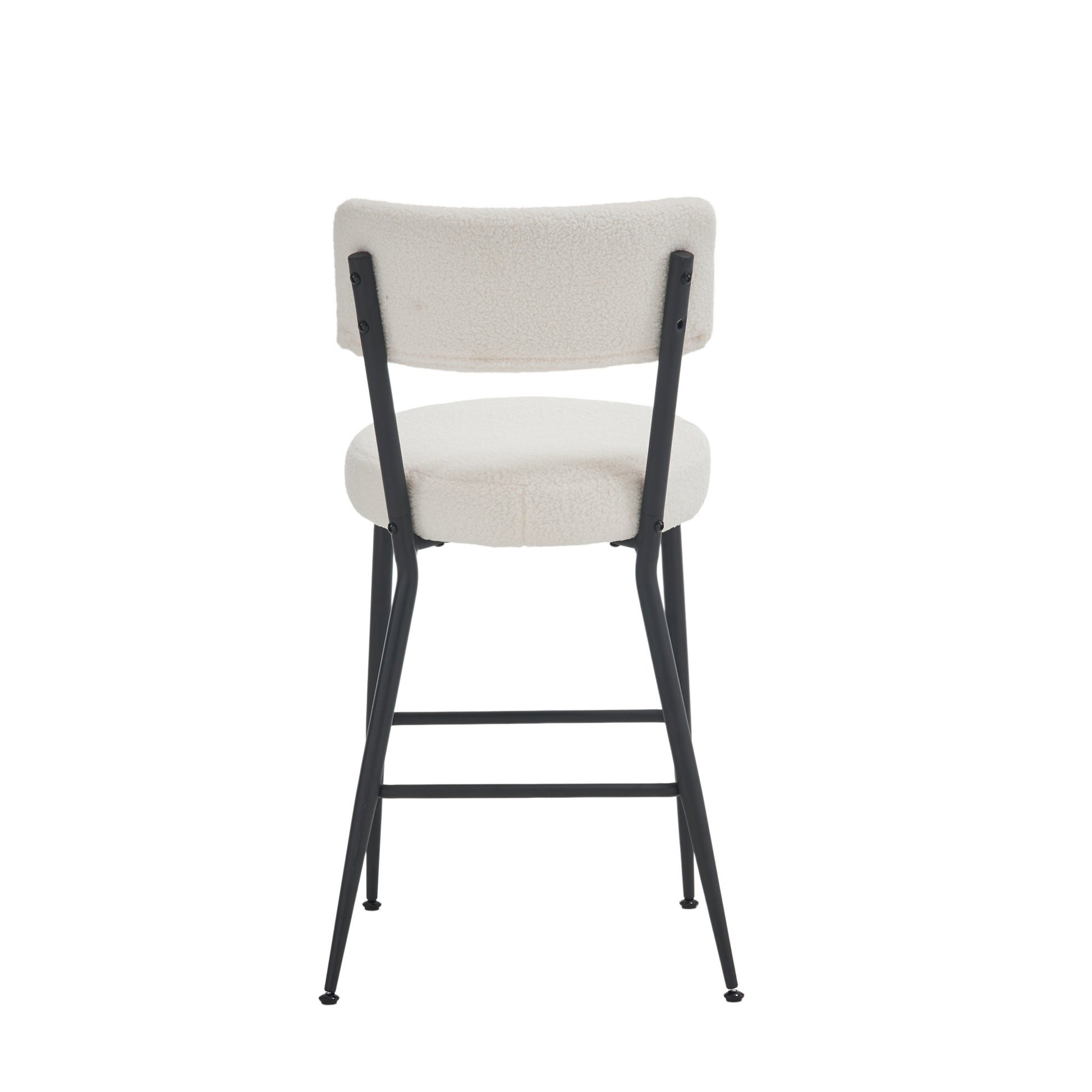 Set Of 4 Modern Teddy Fabric Upholstered Bar Stools Metal Base High Stool Suitable For Kitchen, Dining And Living Room Beige Stylish And Comfortable Island Seating Beige Metal