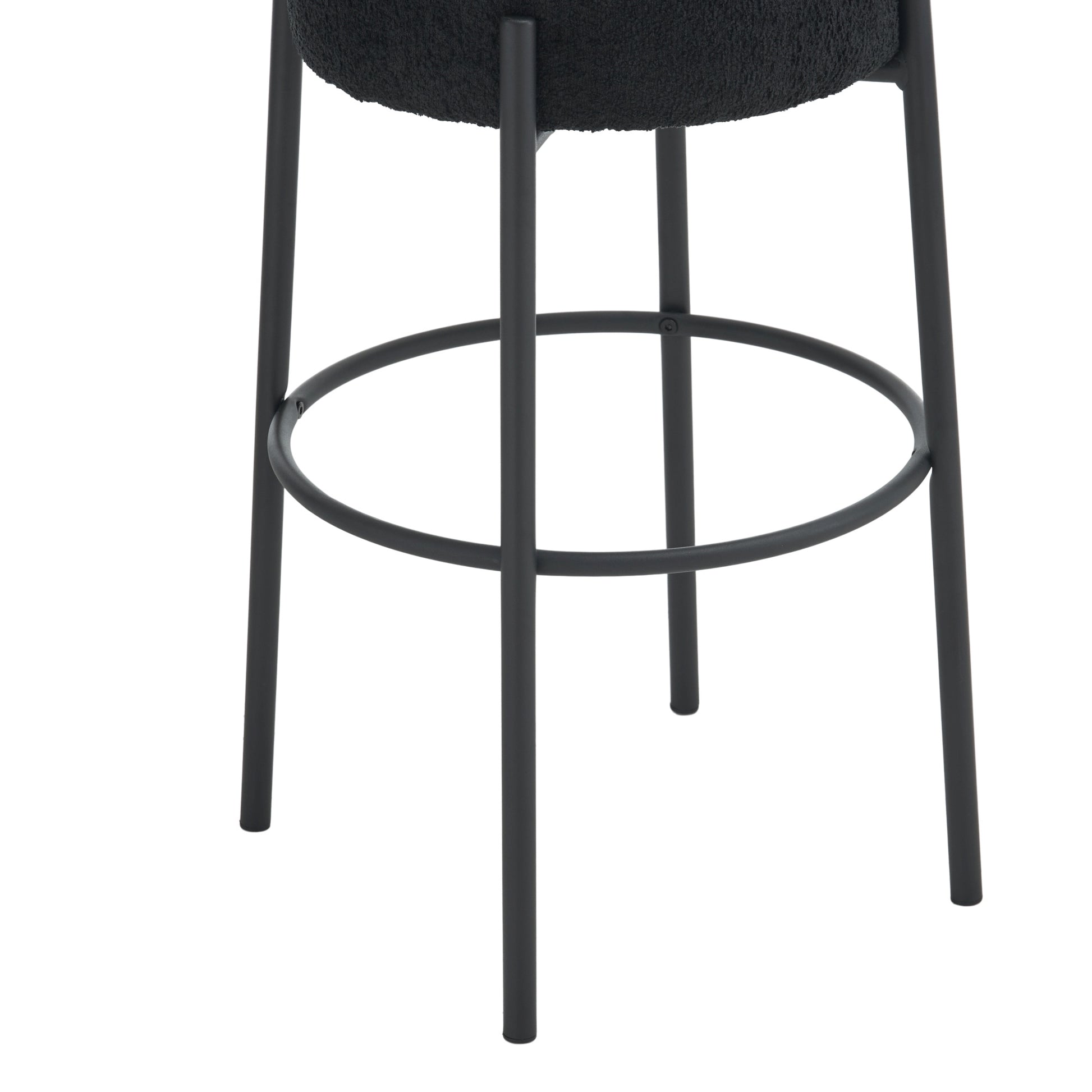 30" Tall, Round High Bar Stools, Set Of 2 Contemporary Upholstered Dining Stools For Kitchens, Coffee Shops And Bar Stores Includes Sturdy Hardware Support Legs Black Foam