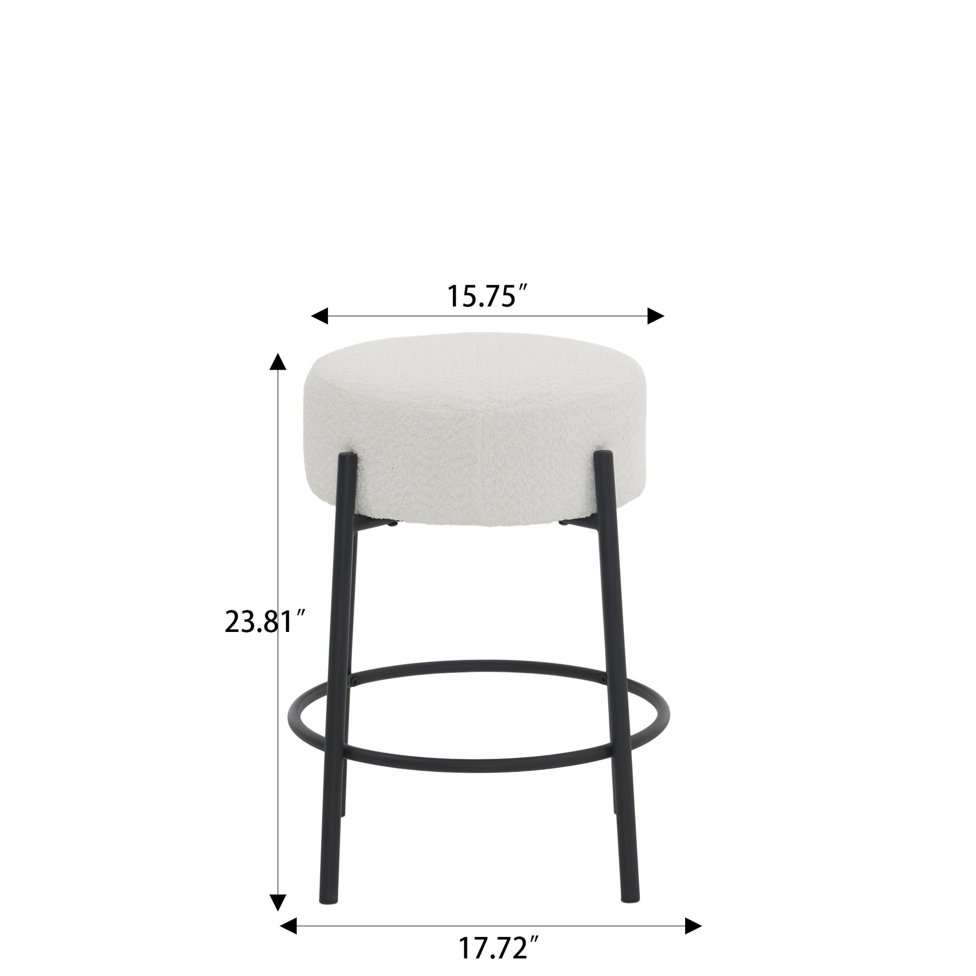 24" Tall, Round Bar Stools, Set Of 2 Contemporary Upholstered Dining Stools For Kitchens, Coffee Shops And Bar Stores Includes Sturdy Hardware Support Legs Beige Foam