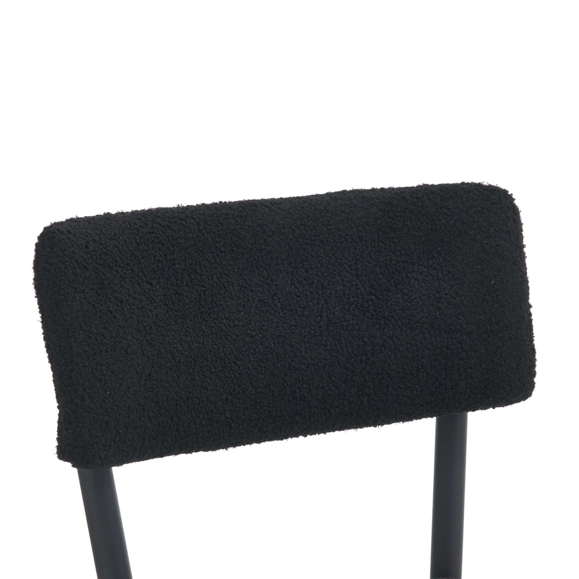 Set Of 4 Modern Teddy Fabric Upholstered Bar Stools Metal Base High Stool Suitable For Kitchen, Dining And Living Room Black Stylish And Comfortable Island Seating Black Metal