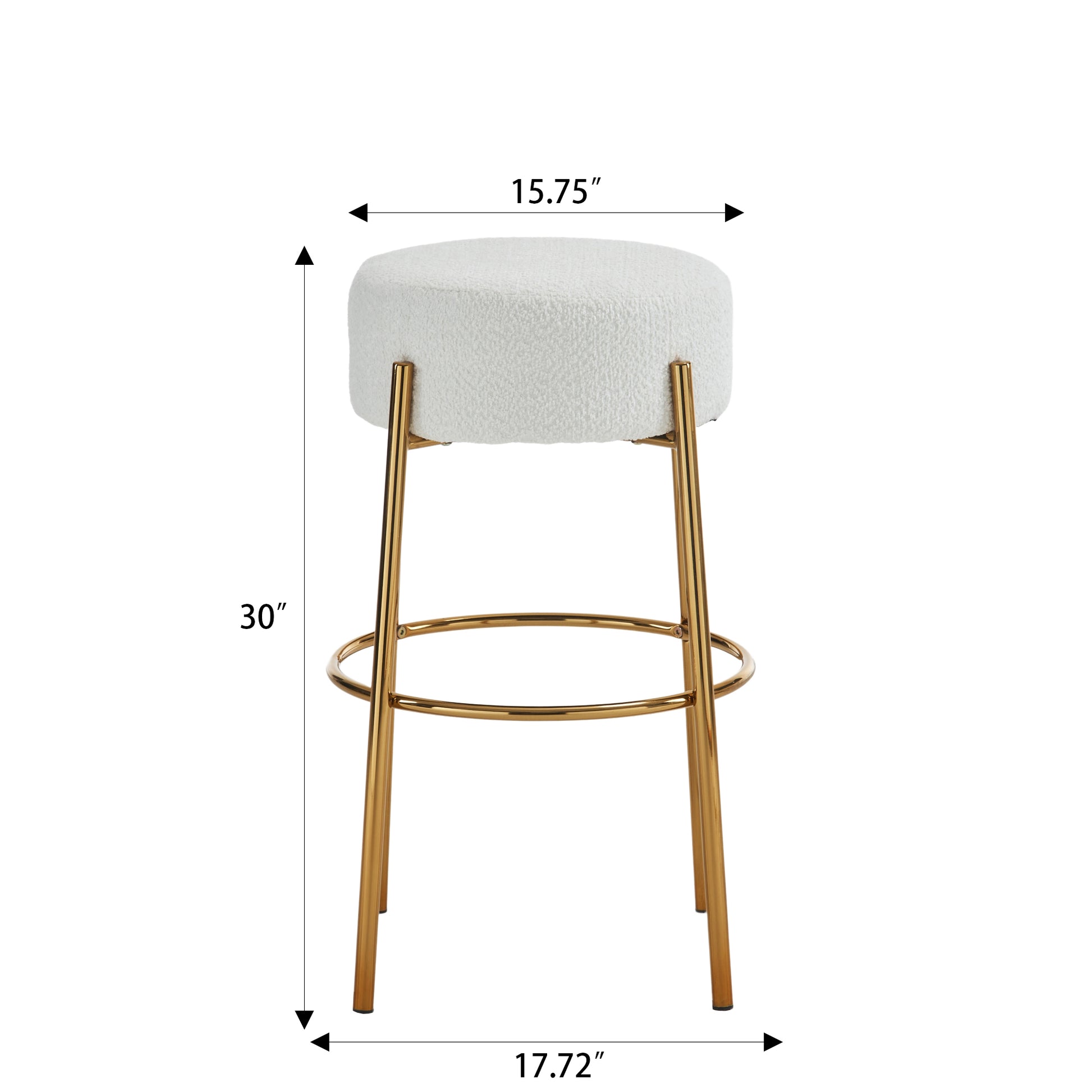 30" Tall, Round High Bar Stools, Set Of 2 Contemporary Upholstered Dining Stools For Kitchens, Coffee Shops And Bar Stores Includes Sturdy Hardware Support Legs Beige Foam