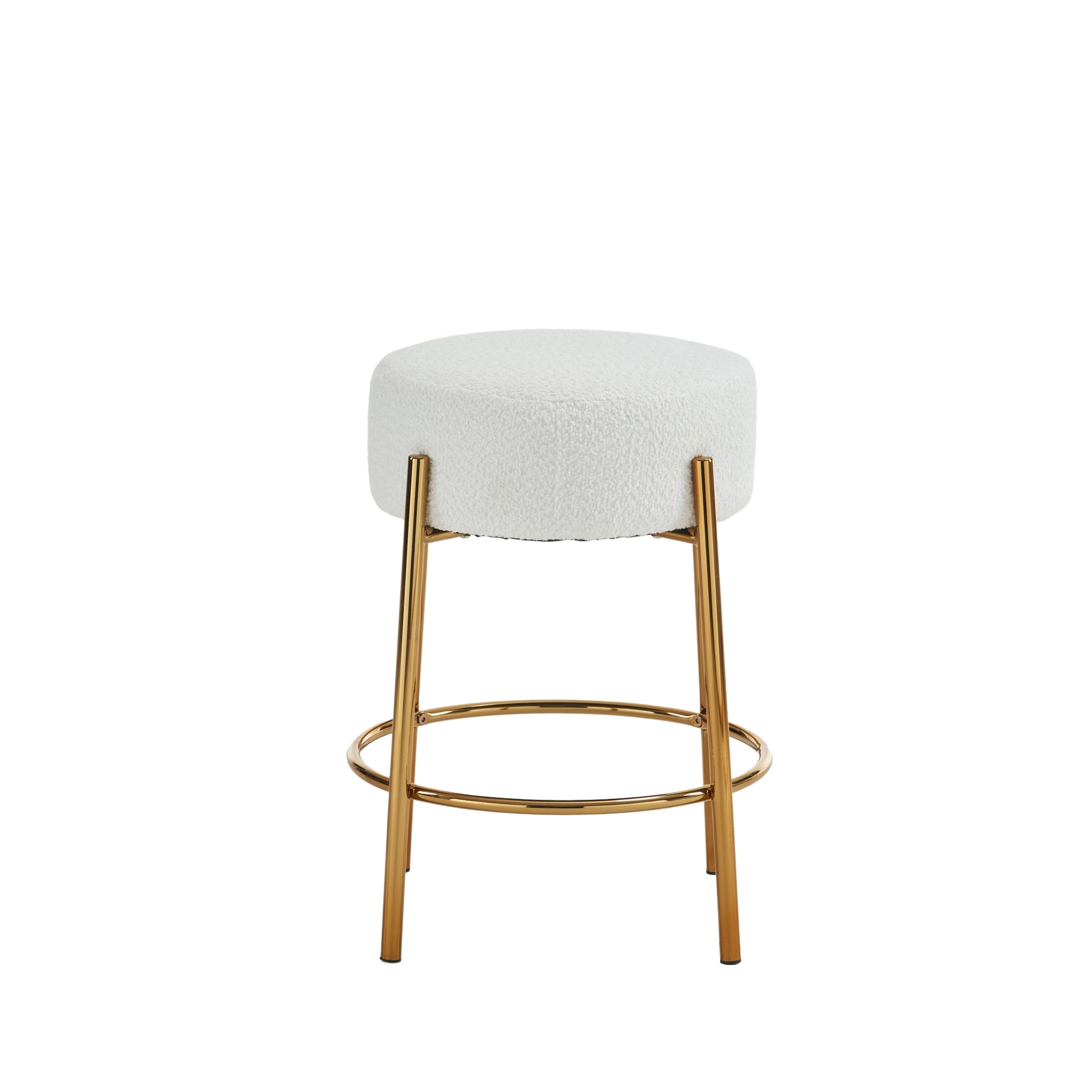 24" Tall, Round Bar Stools, Set Of 2 Contemporary Upholstered Dining Stools For Kitchens, Coffee Shops And Bar Stores Includes Sturdy Hardware Support Legs Beige Foam