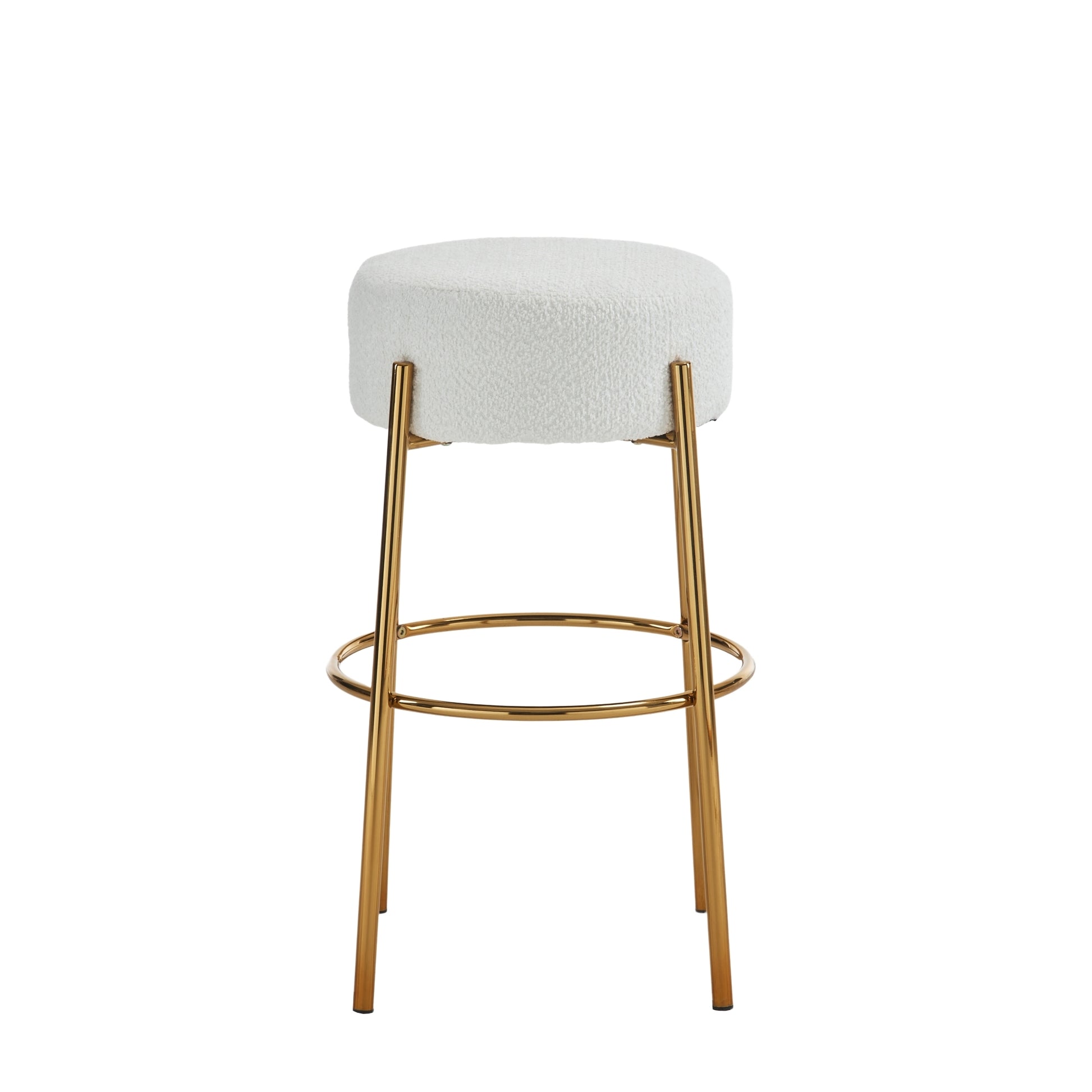30" Tall, Round High Bar Stools, Set Of 2 Contemporary Upholstered Dining Stools For Kitchens, Coffee Shops And Bar Stores Includes Sturdy Hardware Support Legs Beige Foam