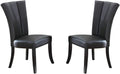 Black Faux Leather Upholstered Lines Back Set Of 2Pc Chairs Dining Room Wide Flair Back Chair Black Dining Room Modern Dining Chairs Ladder Back Rubber Wood