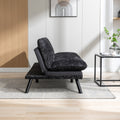 Convertible Sofa Bed Loveseat Futon Bedadjustable Lounge Couch With Metal Legs,Futon Sets For Compact Living Space Chenille Black Upholstered