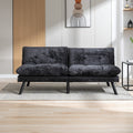 Convertible Sofa Bed Loveseat Futon Bedadjustable Lounge Couch With Metal Legs,Futon Sets For Compact Living Space Chenille Black Upholstered