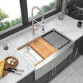 36 Farmhouse Sink Workstation 36*22*10 Inch Kitchen Sink Stainless Steel 16 Gauge Apron Front Kitchen Sink Brushed Nickel Stainless Steel