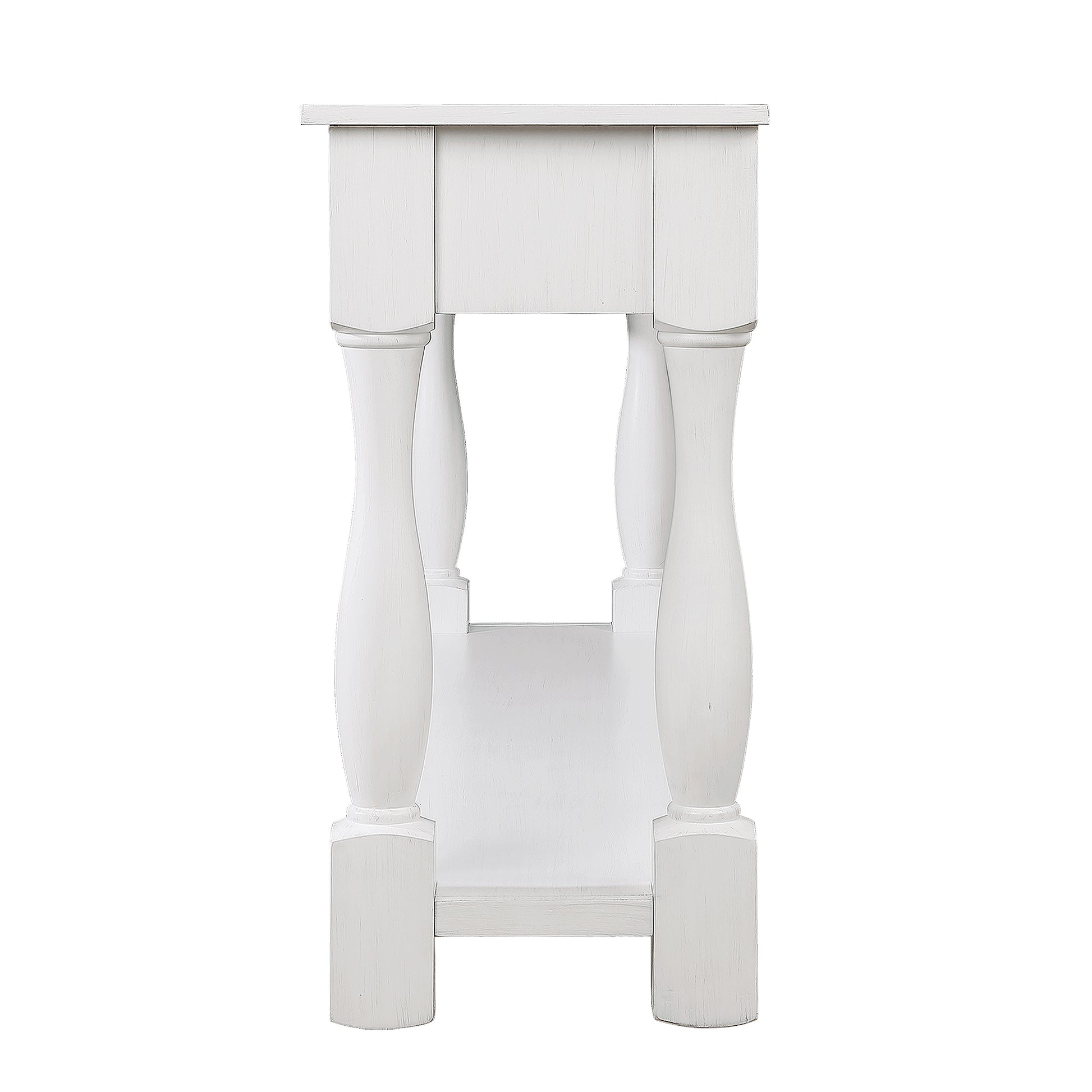 63Inch Long Wood Console Table With 3 Drawers And 1 Bottom Shelf For Entryway Hallway Easy Assembly Extra Thick Sofa Table Antique White Antique White White Distressed Finish Primary Living Space American Design Pine Drawers Console Tables Pine