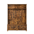 Modern Style Hall Tree With Storage Cabinet And 2 Large Drawers, Widen Mudroom Bench With 5 Coat Hooks, Rustic Brown Rustic Brown Primary Living Space Particle Board