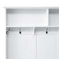 Modern Style Hall Tree With Storage Cabinet And 2 Large Drawers, Widen Mudroom Bench With 5 Coat Hooks, White White Primary Living Space Particle Board