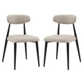 Modern Dining Chairs Set Of 2, Curved Backrest Round Upholstered And Metal Frame, Light Grey Light Grey Foam Metal