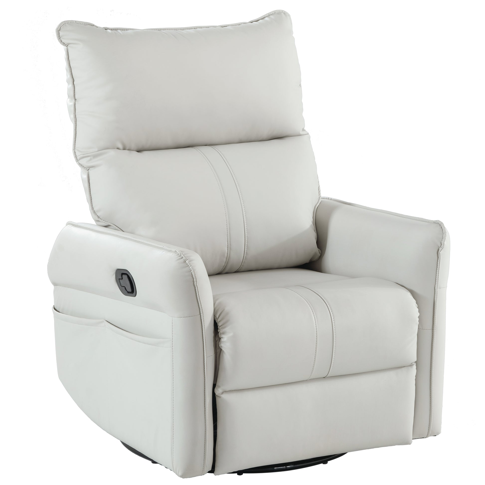 Rocking Recliner Chair,360 Degree Swivel Nursery Rocking Chair,Glider Chair,Modern Small Rocking Swivel Recliner Chair For Bedroom,Living Room Chair Home Theater Seat,Side Pocket Light Gray Solid Light Brown Primary Living Space Push Button Rubberwood