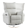 Rocking Recliner Chair,360 Degree Swivel Nursery Rocking Chair,Glider Chair,Modern Small Rocking Swivel Recliner Chair For Bedroom,Living Room Chair Home Theater Seat,Side Pocket Light Gray Solid Light Brown Primary Living Space Push Button Rubberwood