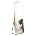 The 3Rd Generation Aluminum Alloy Metal Frame Arched Floor Mounted Wall Mirror, Upgraded In Quality, Bathroom Makeup Mirror, Bedroom Entrance, Clothing Store, Gold 65