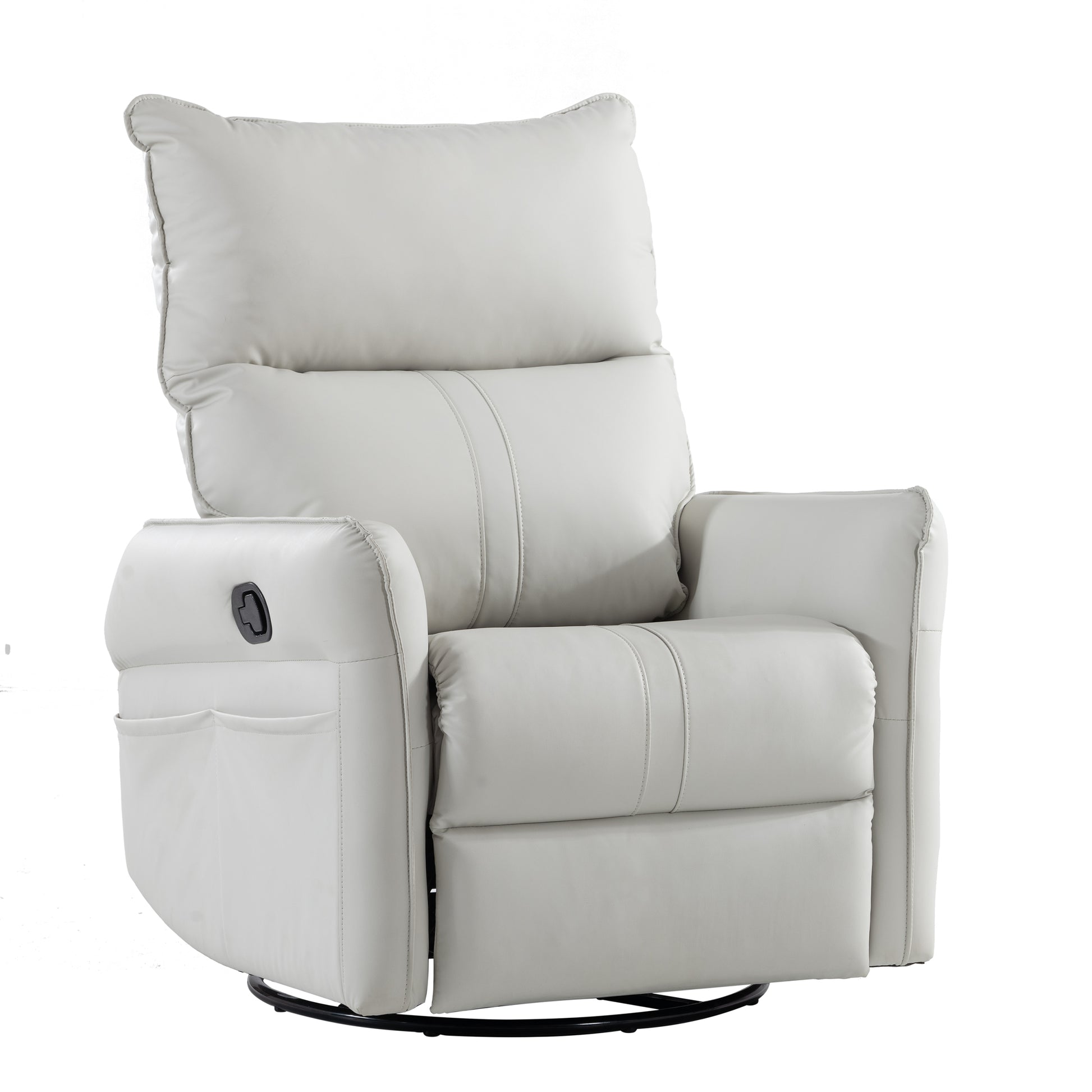 Rocking Recliner Chair,360 Degree Swivel Nursery Rocking Chair,Glider Chair,Modern Small Rocking Swivel Recliner Chair For Bedroom,Living Room Chair Home Theater Seat,Side Pocket Light Gray Solid Light Brown Primary Living Space Push Button Rubberwood