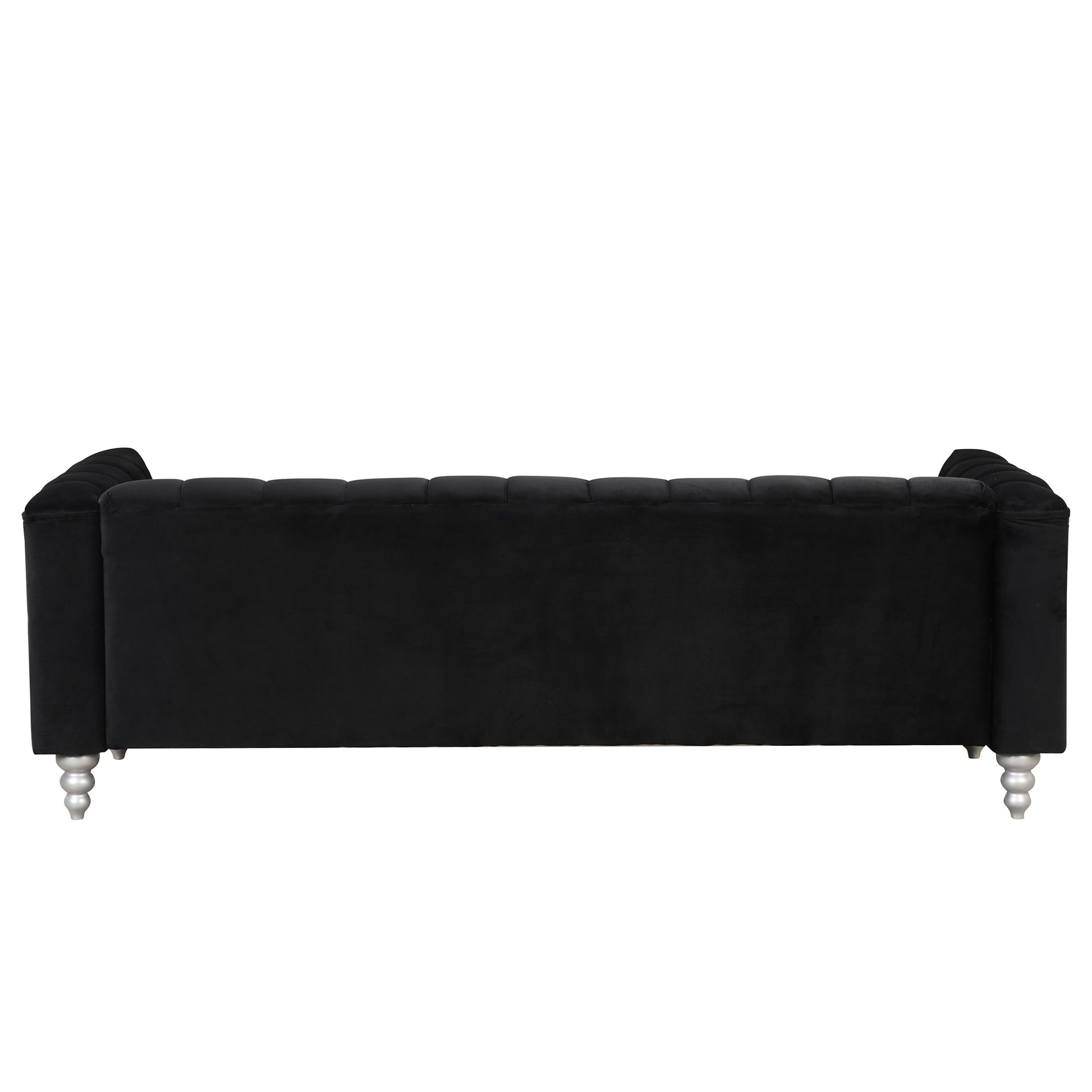 89" Modern Sofa Dutch Fluff Upholstered Sofa With Solid Wood Legs, Buttoned Tufted Backrest,Black Black Foam Polyester 3 Seat