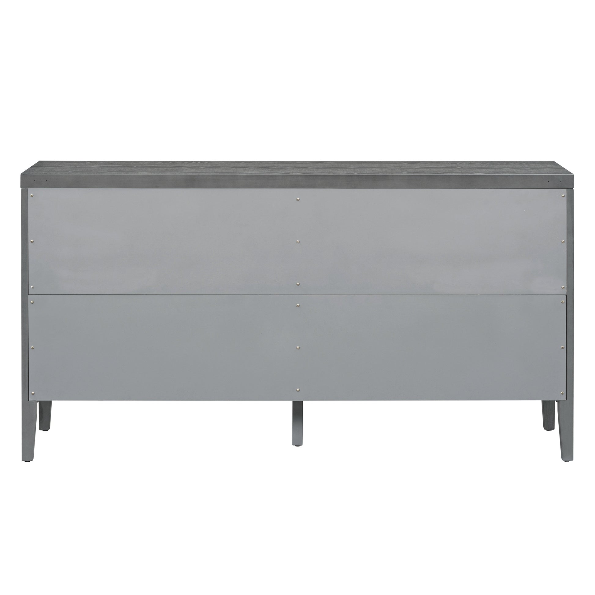 Retro Sideboard Door With Circular Groove Design Round Metal Door Handle For Entrance, Dinning Room, Living Room Gray Gray Mdf