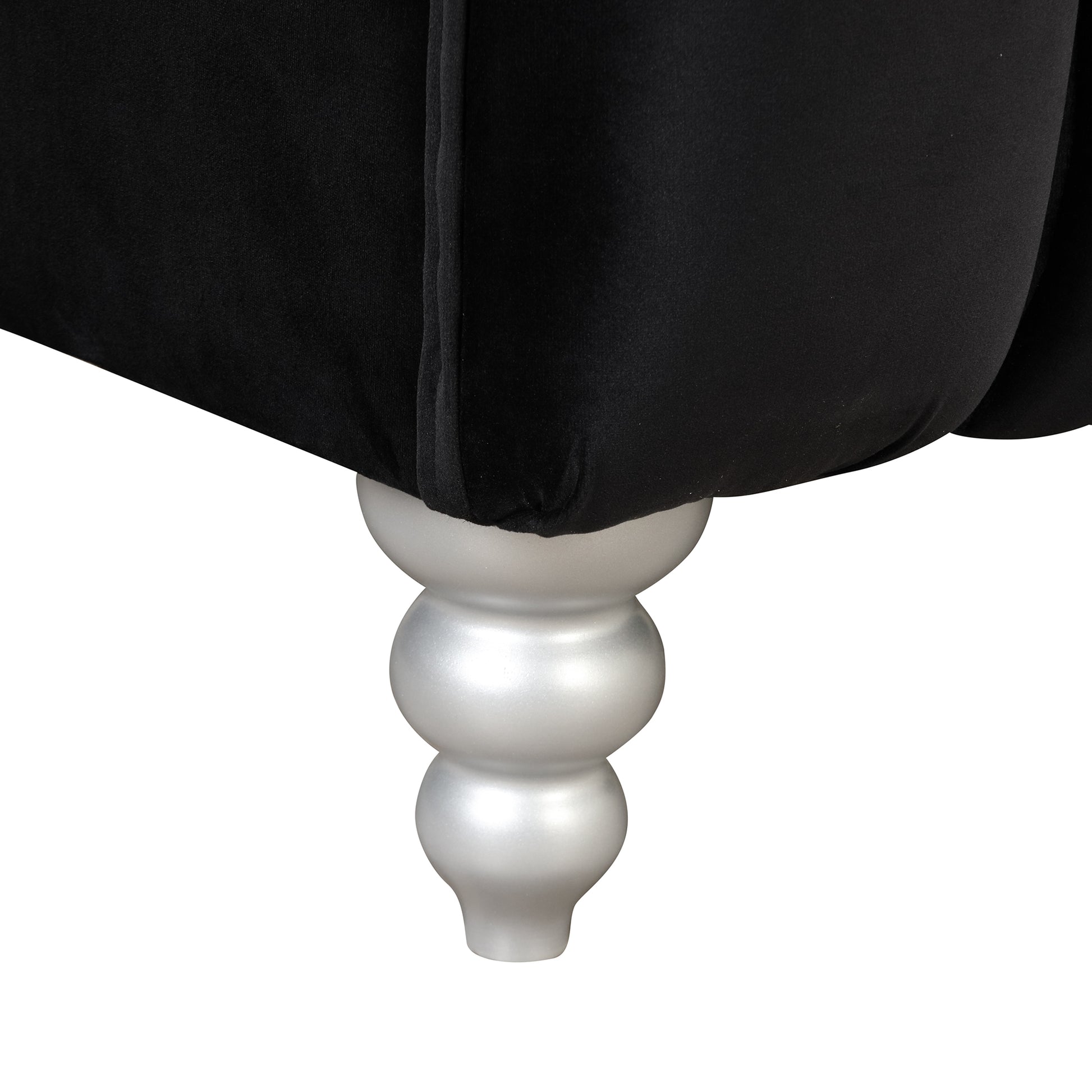 42" Modern Sofa Dutch Fluff Upholstered Sofa With Solid Wood Legs, Buttoned Tufted Backrest Black Foam Polyester