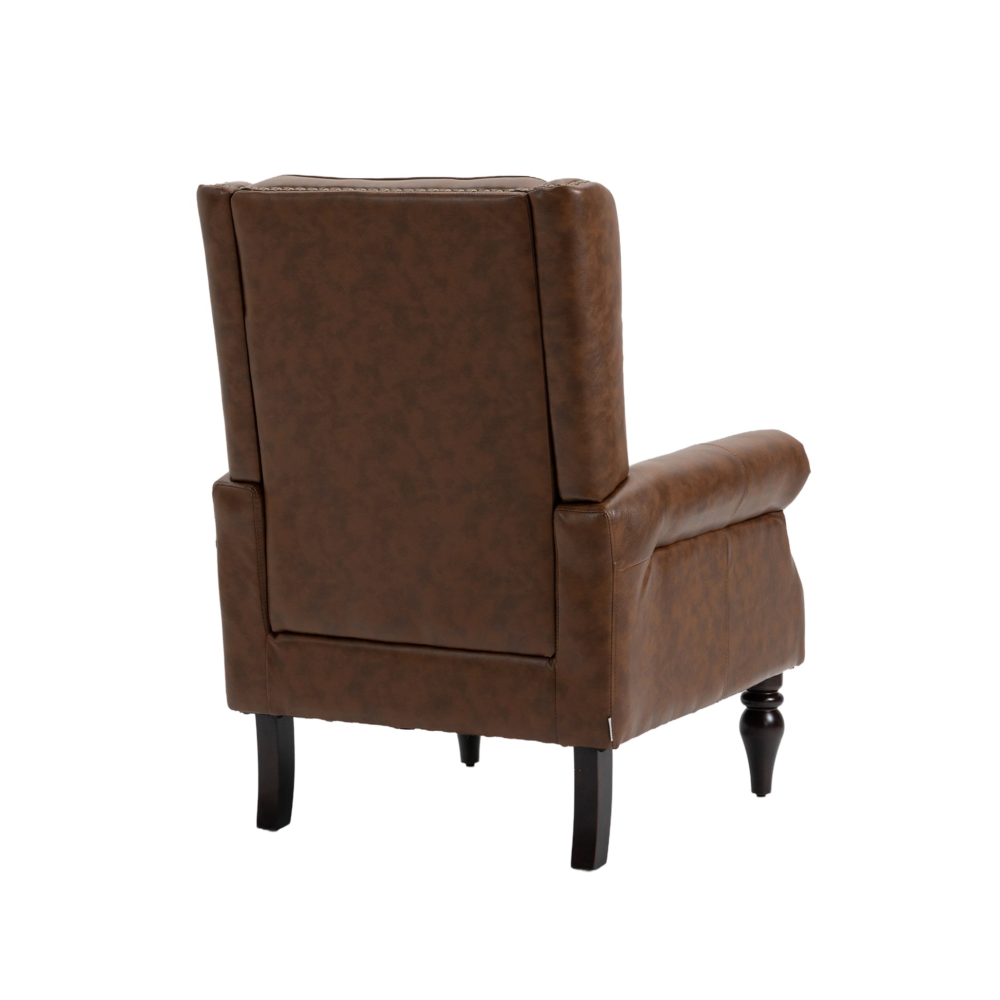 Coolmore Wood Frame Armchair, Modern Accent Chair Lounge Chair With Sturdy Wood Legs For Living Room Bedroom Brown Pu Brown Pu Foam Pu Leather