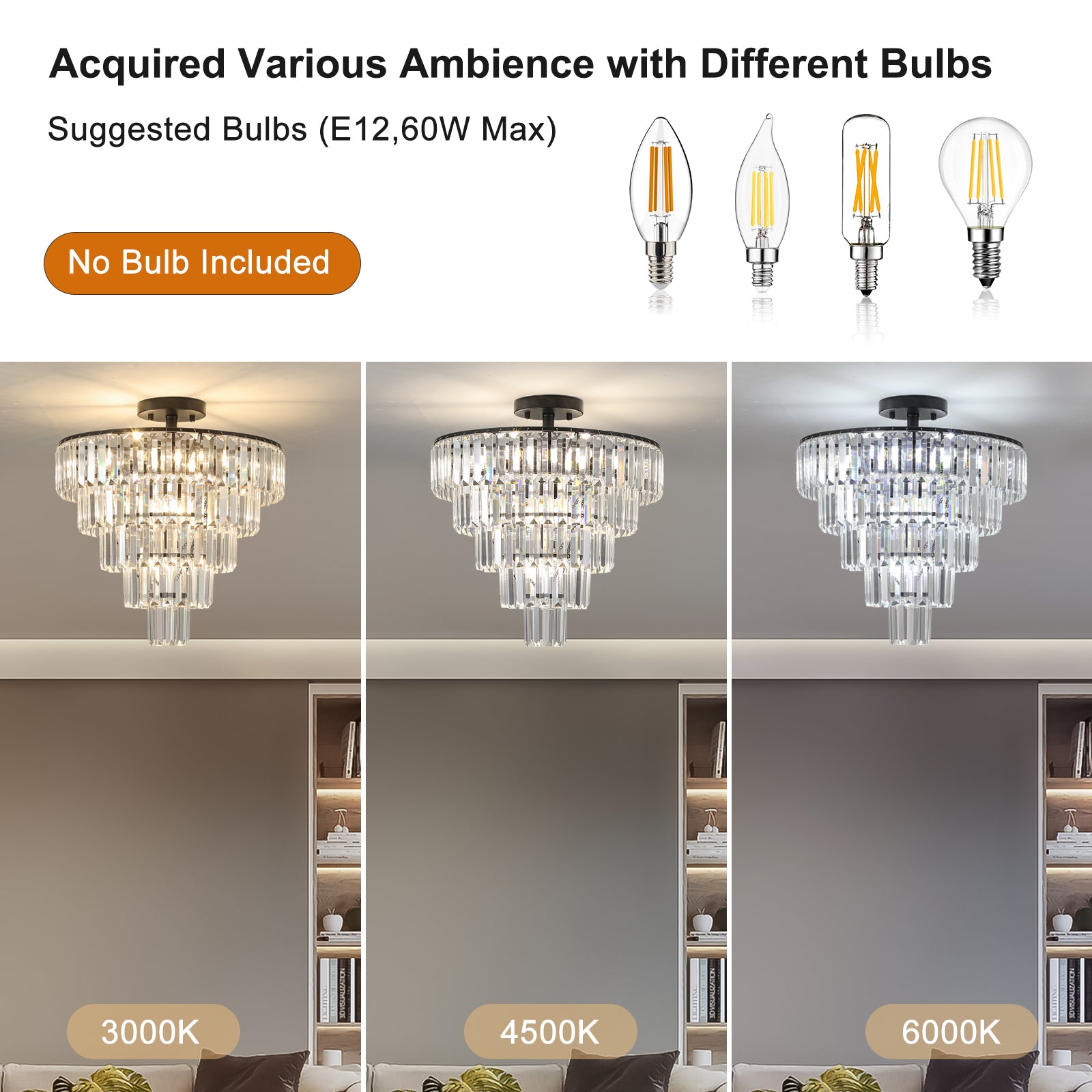 Same As W1340110374 L5011 Black Large Crystal Chandelier, Modern Style Chandelier, Dining Room, Living Room, Bedroom Bulbs Not Included Black Luxury Crystal