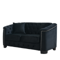 59 Inch Modern Chesterfield Velvet Sofa, 2 Seater Sofa, Upholstered Tufted Backrests With Arms And 2 Cushions For Living Room, Bedroom, Apartment, Office Black Black Primary Living Space Foam Velvet
