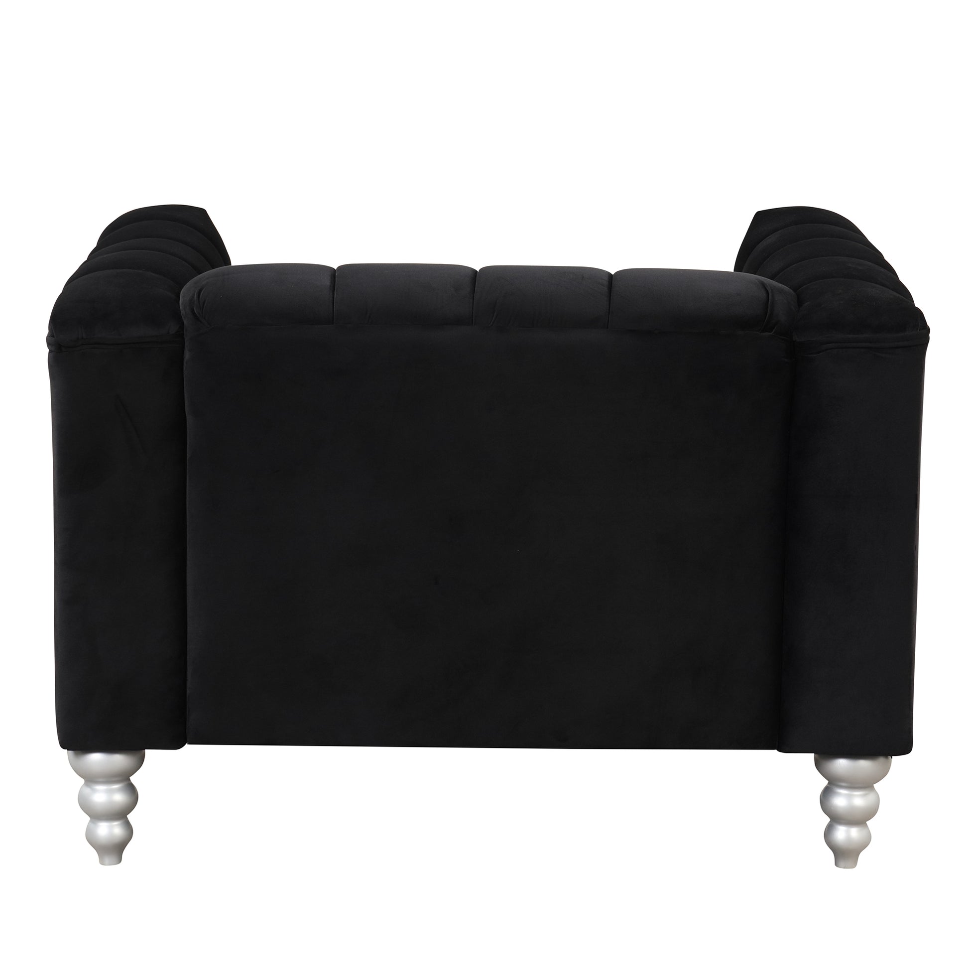 42" Modern Sofa Dutch Fluff Upholstered Sofa With Solid Wood Legs, Buttoned Tufted Backrest Black Foam Polyester