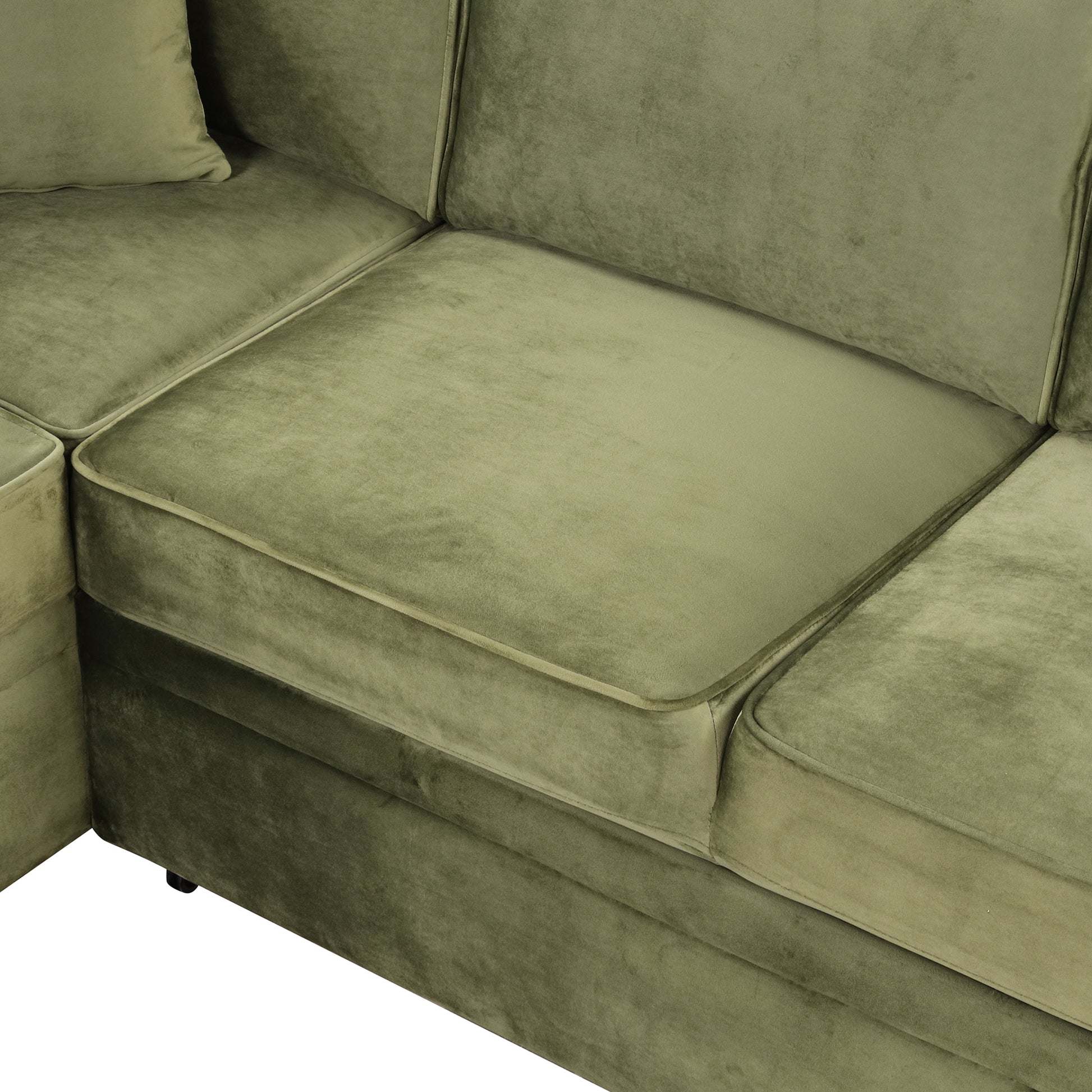 84.75" Sleeper Sofa Bed,2 In 1 Pull Out Sofa Bed L Shape Couch With Storage Ottoman For Living Room,Bedroom Couch And Small Apartment, Green Green Foam Velvet 4 Seat