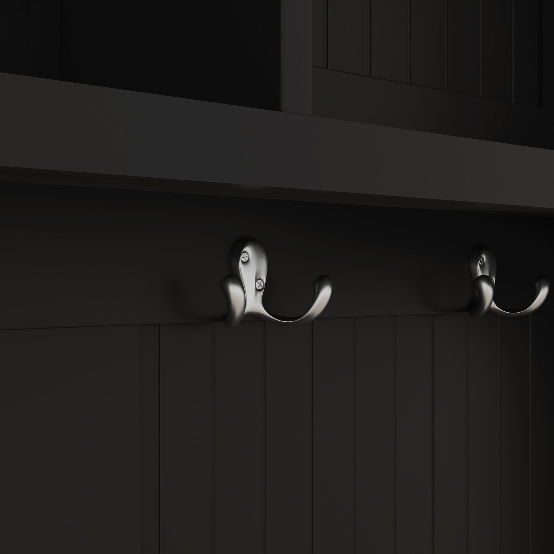 Hall Tree With Storage Shoe Bench For Entryway And Hallway, 4 In 1 Design Coat Racks With 4 Hooks For Living Room, Black Black Mdf