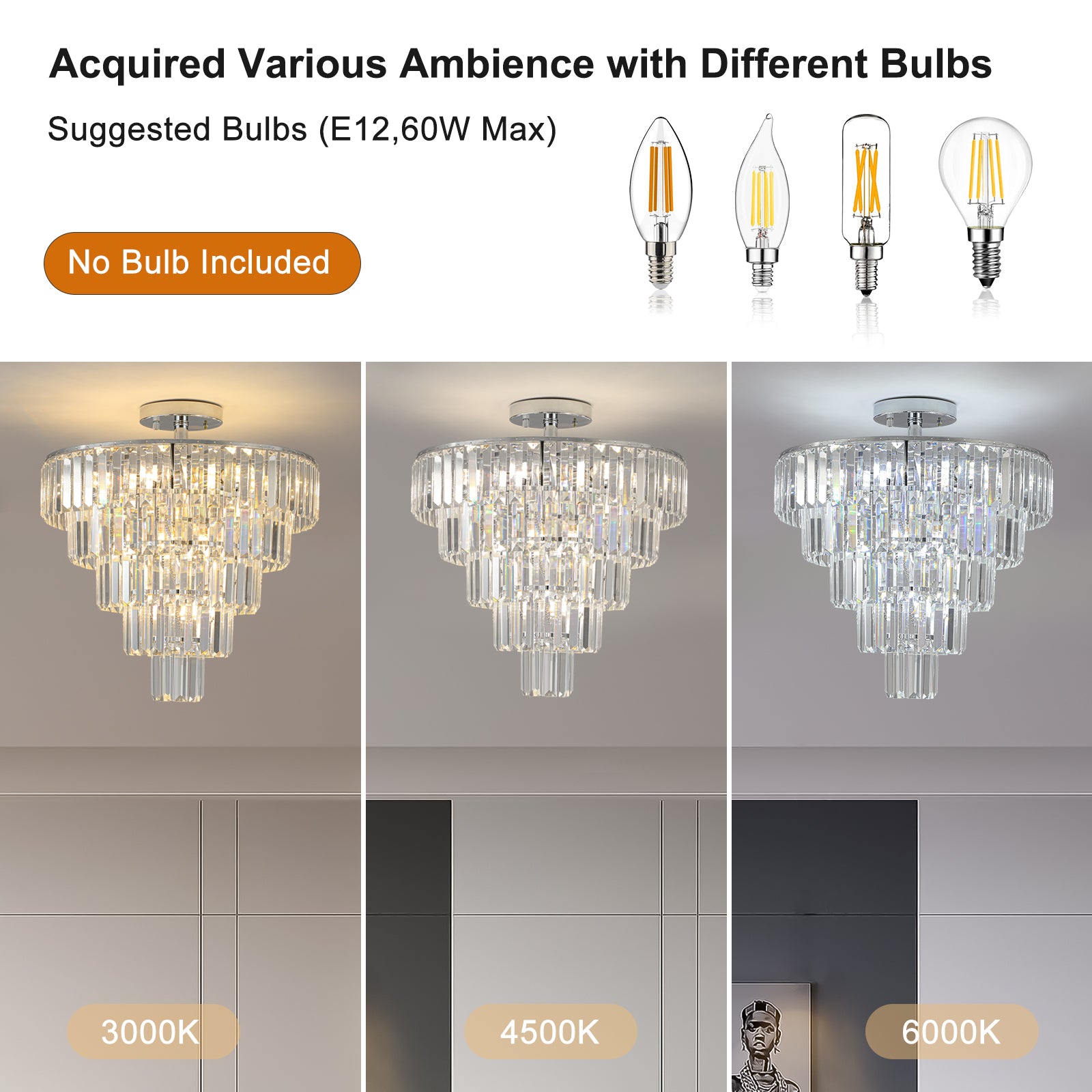 Same As W1340110373 L5010 Large Crystal Chandelier In White Chrome Color, Modern Style Chandelier, Dining Room, Living Room, Bedroom Without Bulb Chrome Luxury Crystal Iron