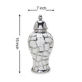 Regal White And Silver Ceramic Decorative Ginger Jar White Ceramic