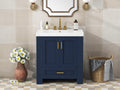 30'' Bathroom Vanity With Seperate Basin Sink, Modern Bathroom Storage Cabinet With Double Sided Storage Shelf, Freestanding Bathroom Vanity Cabinet With Single Sink 1 Blue 2 3 24 To 31 In Soft Close Doors Bathroom Freestanding Modern Mdf Painted