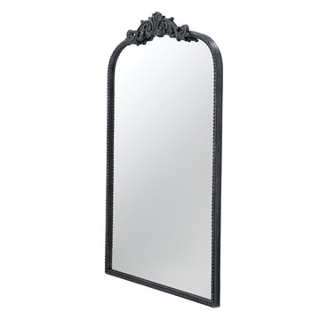 24" X 36" Classic Design Mirror With And Baroque Inspired Frame For Bathroom, Entryway Console Lean Against Wall Black Mdf Glass
