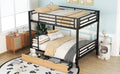 Metal Full Size Convertible Bunk Bed With 2 Drawers, Black Box Spring Not Required Full Black Metal Bedroom Bed Frame Metal & Wood
