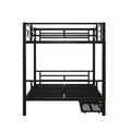 Metal Full Size Convertible Bunk Bed With 2 Drawers, Black Box Spring Not Required Full Black Metal Bedroom Bed Frame Metal & Wood