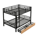 Metal Full Size Convertible Bunk Bed With 2 Drawers, Black Box Spring Not Required Full Black Metal Bedroom Bed Frame Metal & Wood