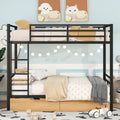 Metal Full Size Convertible Bunk Bed With 2 Drawers, Black Box Spring Not Required Full Black Metal Bedroom Bed Frame Metal & Wood