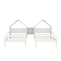 Double Twin Size Platform Bed With House Shaped Headboard And A Built In Nightstand, White Box Spring Not Required Twin White Wood Bedroom Bed Frame Solid Wood Mdf