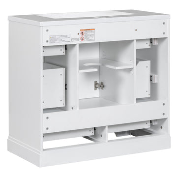 36" Bathroom Vanity With Sink Combo, Six Drawers, Multi Functional Drawer Divider, Adjustable Shelf, White Old Sku:Sy999808Aak White Solid Wood Mdf