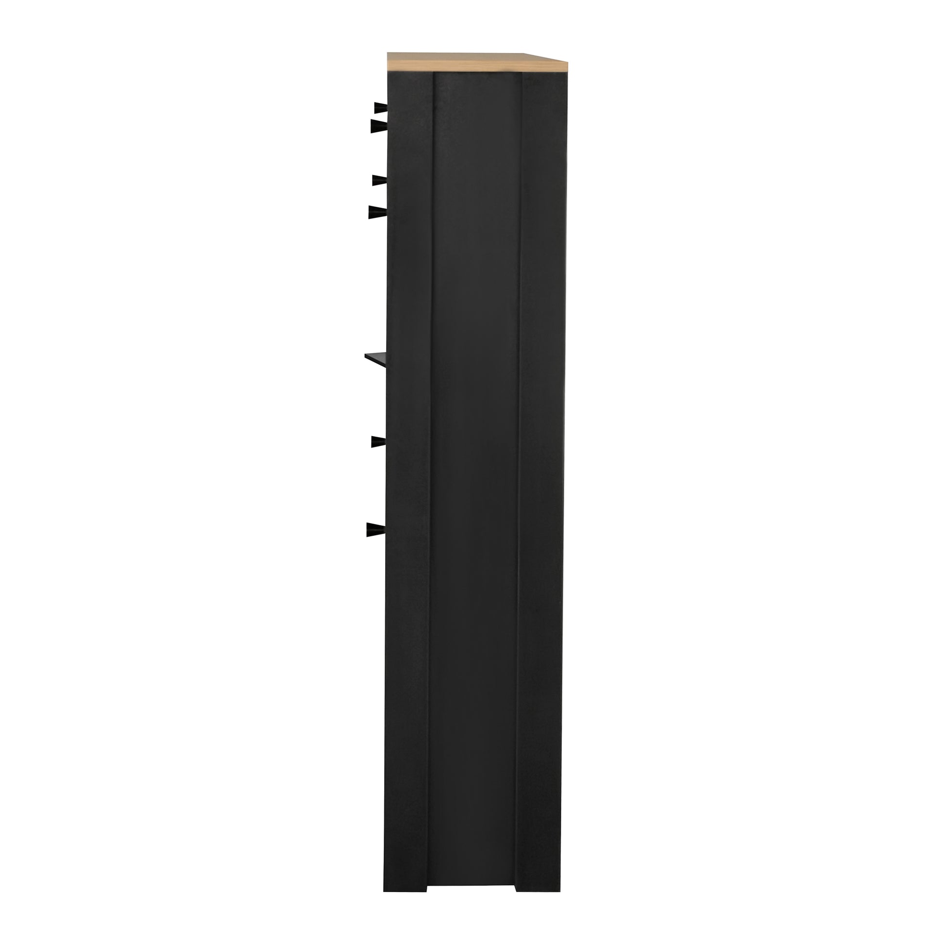 Functional Entryway Organizer With 2 Flip Drawers, Wood Grain Pattern Top Shoe Cabinet With Drawer, Free Standing Shoe Rack With Adjustable Panel For Hallway, Black Freestanding 3 4 Drawers Black