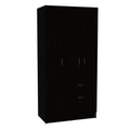 Primavera Armoire, Double Door Cabinets, One Drawer, Metal Rod, Five Shelves Black White Multicolor Particle Board Particle Board