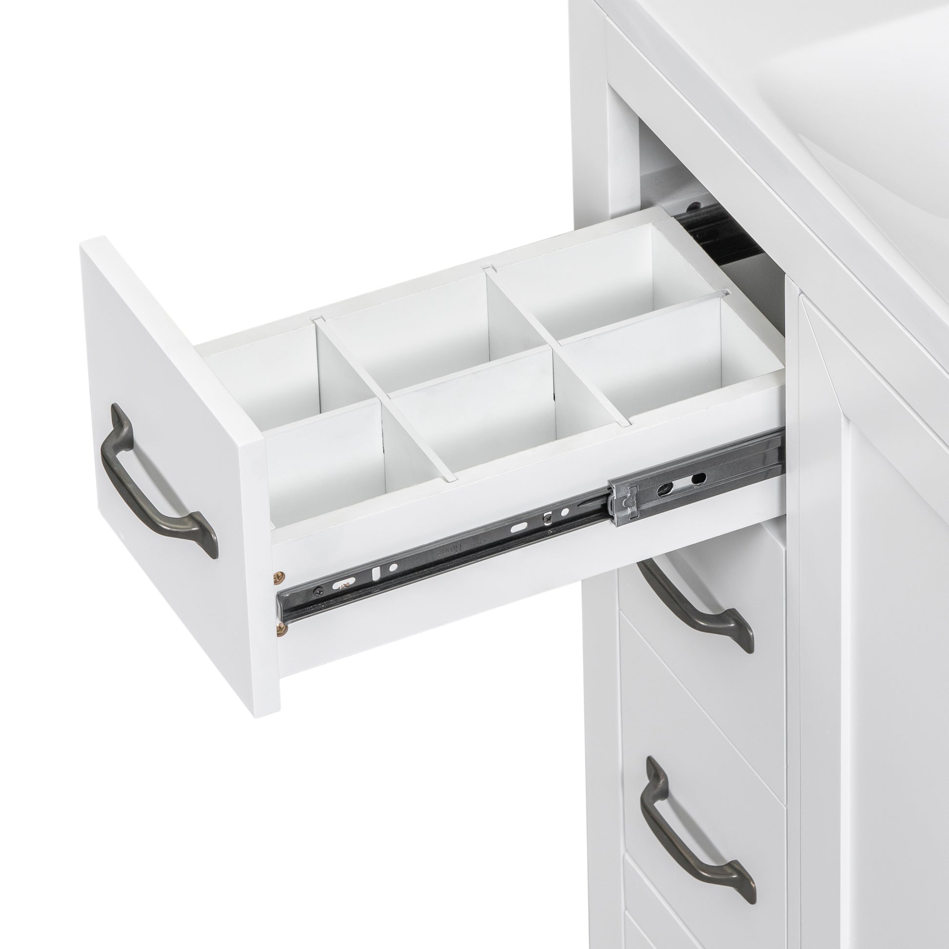 36" Bathroom Vanity Without Sink, Cabinet Base Only, Six Drawers, Multi Functional Drawer Divider, Adjustable Shelf, White White Solid Wood Mdf