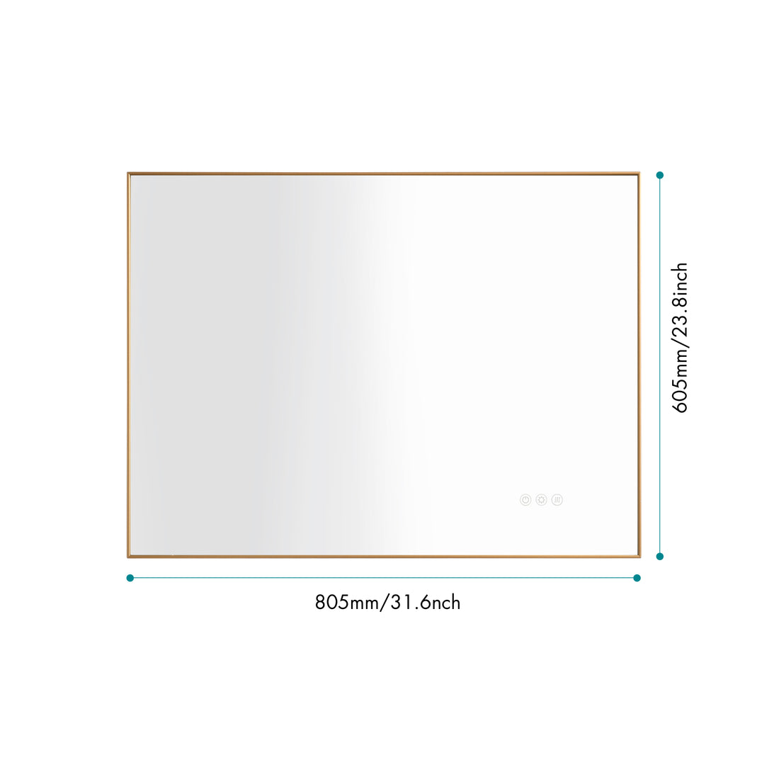 32 X 24 Inch Led Mirror Bathroom Vanity Mirror With Back Light, Wall Mount Anti Fog Memory Large Adjustable Vanity Mirror Gold Aluminium