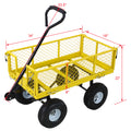 Steel Garden Cart, Steel Mesh Removable Sides, 3 Cu Ft, 550 Lb Capacity, Yellow Yellow Steel